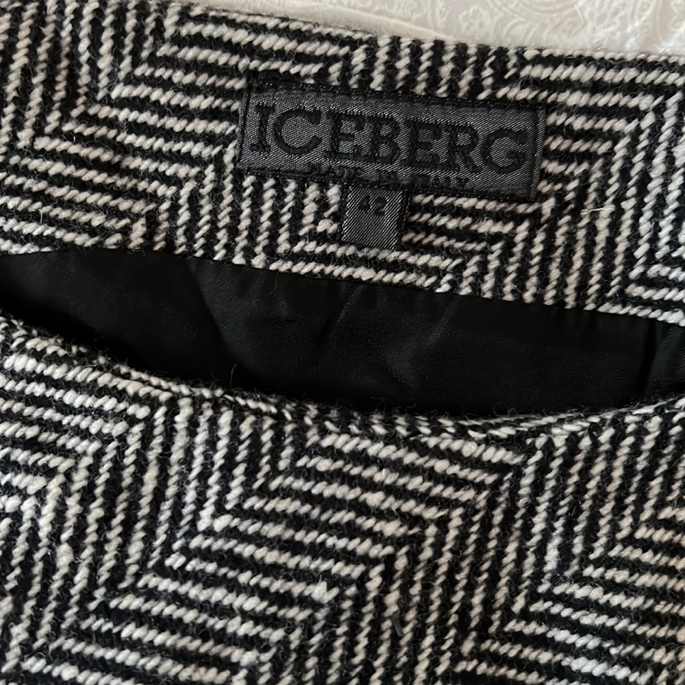 Iceberg black and white herringbone wool maxi dress.  Made in Italy. Size 42